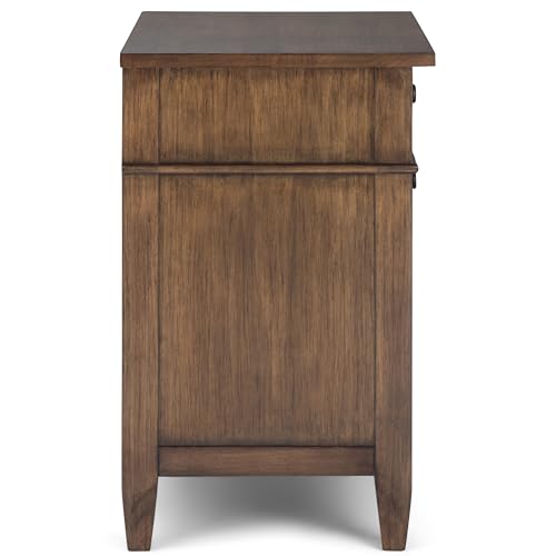 SIMPLIHOME Carlton 24 inches Wide Night Stand, Bedside table, Rustic Natural Aged Brown SOLID WOOD, Rectangle, with Storage, 2 Drawers and 1 Shelf, For the Bedroom, Contemporary Modern SIMPLIHOME