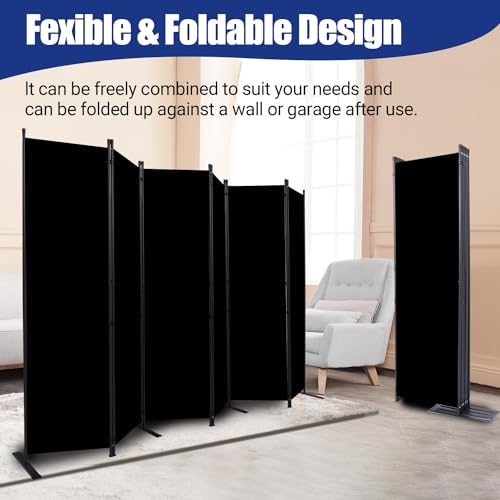 Room Divider and Folding Privacy Screens 6 Panel, 11 Ft Wide Room Partitions Dividers, Portable Room Divider Screen for Room Separtition, Folding Wall Dividers for Rooms, Office, Bedroom, Studio Black HOMSCREENER