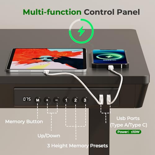 JYLH JOYSEEKER Small Standing Desk with Drawer, 35" x 20" Whole Piece Tabletop Electric Sit Stand Table, Height Adjustable Desk with Storage & USB Ports, Quick Install Home Office Computer Desk, Black JYLH JOYSEEKER