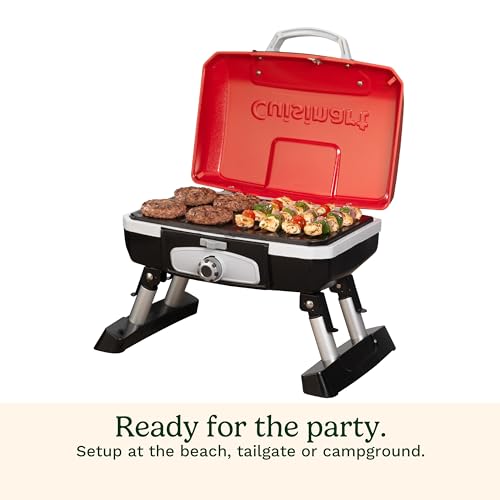 Cuisinart CGG-180T Petit Gourmet Portable Tabletop Propane Gas Grill, Red 17.6 x 18.6 x 11.8-Inch Cuisinart
