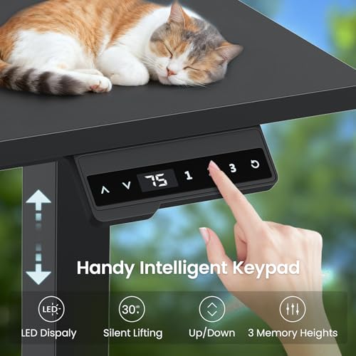 SEDETA 56.7" L Shaped Standing Desk, Reversible Computer Office Desk with Drawers & Hutch, Stand Up Corner Gaming Desks with LED Lights & Power Outlets for Home Office, Black SEDETA