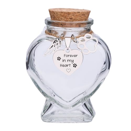 Signifyule Pet Memorial Bottle for Pet Hair,Keepsake for Dog Hair with Heart Shape Glass,Pet Fur Memorial Fur Urn