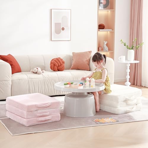 Givjoy Foldable Floor Mattress for Kids, Toddler Washable Tri Folding Floor Nap Mat for Sleeping Daycare, Child Trifold Futon Sofa Bed with Storage Bag for Playroom, Bedroom, Girls and Boys Givjoy