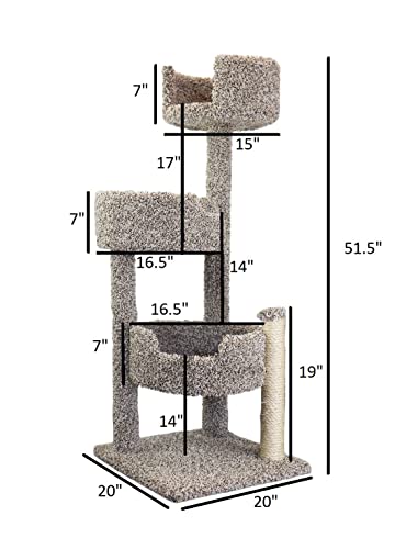 New Cat Condos Real Wood and Carpeted Cat Tree, Speckled New Cat Condos