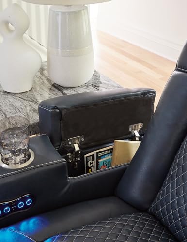 Signature Design by Ashley Fyne-Dyme Contemporary Power Reclining Sofa with USB Charging Ports and Adjustable Headrest, Blue Signature Design by Ashley