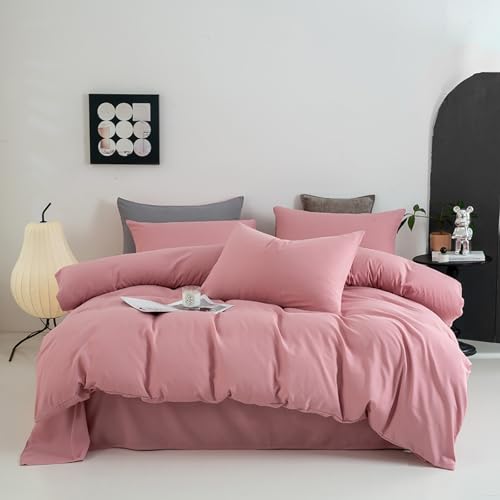 Cottonight Pink Comforter Set Twin Blush Pink Bedding Set Full Pale Pink Quilts Blanket Solid Color Soft Breathable Dusty Rose Comforter Set for Women Girls Twin Bed Cottonight