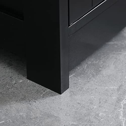 HOMCOM Under Sink Bathroom Cabinet with 2 Doors and Shelf, Pedestal Sink Bathroom Vanity Cabinet, Black HOMCOM