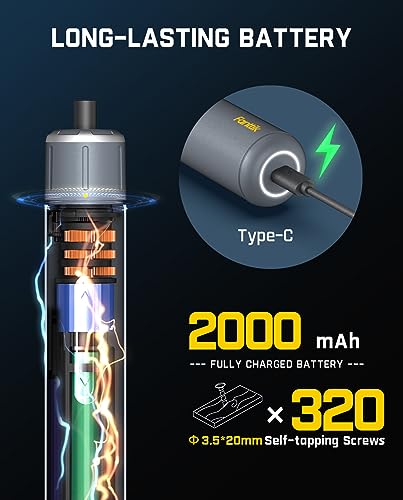 Fanttik S1 Pro 3.7V Electric Screwdriver, Cordless Screwdriver, 16 S2 Metal Bits, 3 Torque Settings, Max 6 N.m, 2000mAh Battery, LED Light, 1/4''Hex, Idea Tool for Furniture/Desktop Computer Fanttik