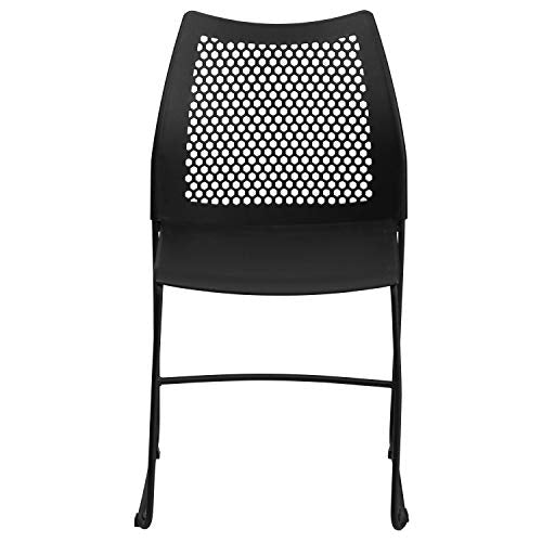 Flash Furniture Hercules Series Contoured Lobby Chairs with Air-Vent Honeycomb Backs, Ergonomic Stacking Chairs for Offices, Set of 5, Black