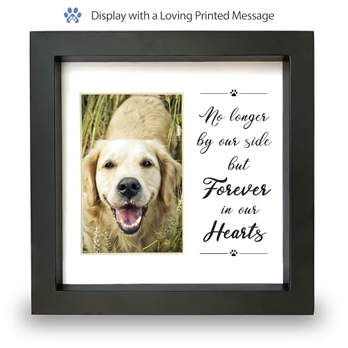 PAWCEPTIVE Dog Memorial Picture Frame with 5 Display Options- Dog Collar Memorial Frame Gift - Cat or Dog Pet Loss Gift for a Grieving Friend - Pet Remembrance Gift and Sympathy Photo Keepsake