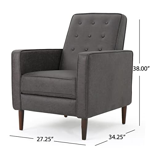 Christopher Knight Home Mervynn Mid-Century Modern Microfiber Recliner, Slate / Dark Espresso Christopher Knight Home