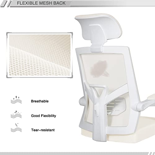 Qulomvs Mesh Ergonomic Office Chair with Footrest Home Office Desk Chair with Headrest and Backrest 90-135 Adjustable Computer Executive Desk Chair with Wheels 360 Swivel Task Chair Qulomvs