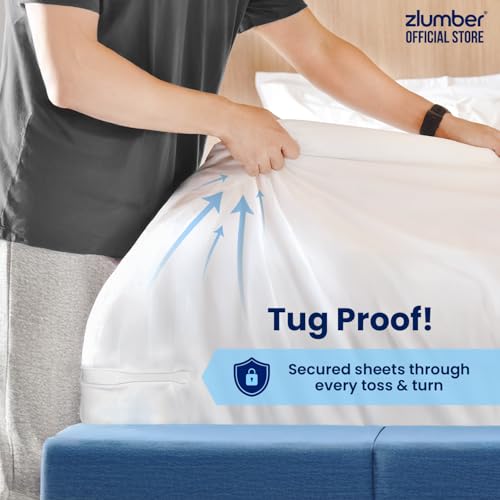 The Original USA Patented ZlumberLock – Secure Sheet Holder with Heavy-Duty Mattress Straps – No More Loose Bedding, Universal Fit, Easy One-Time Installation Zlumber