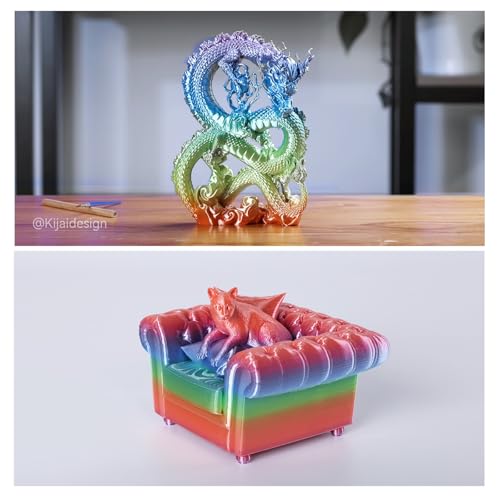 Creality Rainbow Silk PLA 3D Printer Filament 1.75mm, Gradient Multicolor, High Smoothness & Toughness, +/-0.02mm, 3D Printing Filament 1KG/2.2lb (Rainbow) Creality