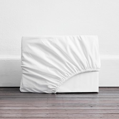Bed Threads - Cotton Fitted Sheet - Organic Cotton Percale - 200TC - Luxury Organic Bedding - Breathable & Ultra-Crisp - Single Fitted Sheet Only - Machine Washable - Full - Crisp White Bed Threads