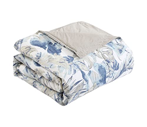 Tommy Bahama - California King Comforter Set, Soft Woven Bedding with Matching Pillowcases & Bed Skirt, Medium Weight for Year Round Comfort, 4 Piece Bed Set (Raw Coast Blue) Tommy Bahama