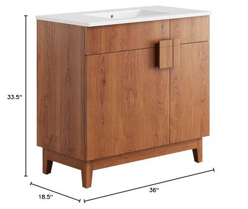 Modway Miles Vanity, White Walnut Modway