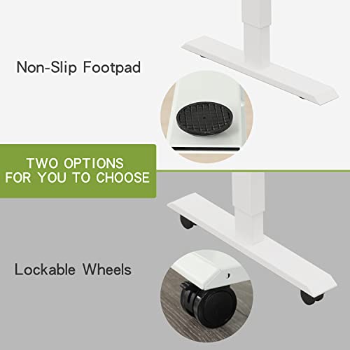 Radlove Electric Standing Desk, 55 x 30 Height Adjustable Computer Desk Sit Stand Desk Home Office Desks with Splice Board and A Under Desk Cable Management Tray (White Frame + Oak Top) Radlove