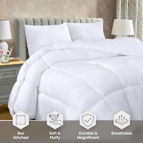 Utopia Bedding Comforter Duvet Insert, Quilted Comforter with Corner Tabs, Box Stitched Down Alternative Comforters King Size (White) Utopia Bedding