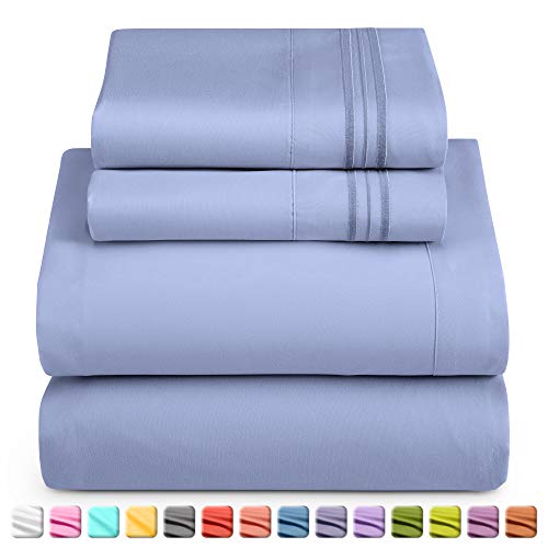 Nestl Full Sheet Set - Luxury 1800 Ultra-Soft Microfiber Full Bed Sheets - Double Brushed - Deep Pockets - Easy Fit - 4 Piece Set - Bedding Sheets & Pillowcases (Full, Stone Blue) Nestl