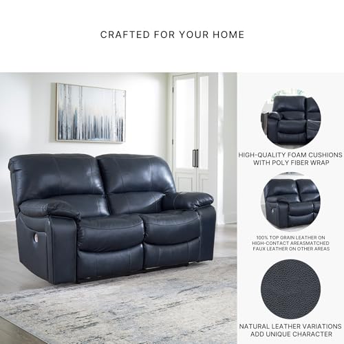 Signature Design by Ashley Leesworth Modern Power Reclining Loveseat with USB Charging Ports, Blue Signature Design by Ashley