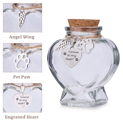 Signifyule Pet Memorial Bottle for Pet Hair,Keepsake for Dog Hair with Heart Shape Glass,Pet Fur Memorial Fur Urn