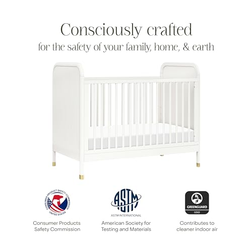 Namesake Brimsley Tambour 3-in-1 Convertible Crib in Warm White, GREENGUARD Gold Certified NAMESAKE