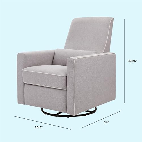 DaVinci Piper 360° Swivel Rocker Recliner Chair - Rocking Chair for Nursery & Living Room, GREENGUARD Gold, FSC & Certi-PUR US Certified, Comfy Nursery Glider Recliner - Heathered Grey w/Cream Piping DaVinci