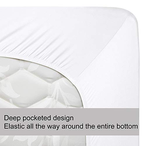 Soft Stretch Full Size Fitted Sheet Only - Jersey Knit, 4-Way Stretchy Snug Fit, Wrinkle Free & Stay in Place, No More Slipping Off for Mattress, Soft & Comfortable - White, Full N&Y HOME