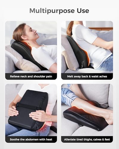 Boriwat Back Massager with Heat, 3D Kneading Massage Pillow for Back, Neck, Shoulder, Leg Pain Relief Deep Tissue, Gifts for Women Men Mom Dad Boriwat