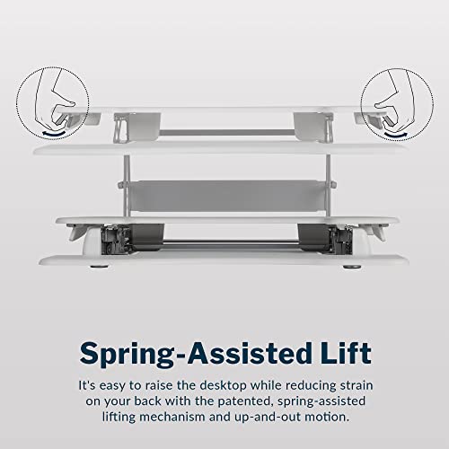 Vari Varidesk Pro Plus 36 Standing Desk Converter – 11 Height Settings + Spring Lift, 2 Tier Design, Keyboard Tray, Fits Desktops 36” Wide x 26.5" Deep – Delivers Fully Assembled (White) Vari