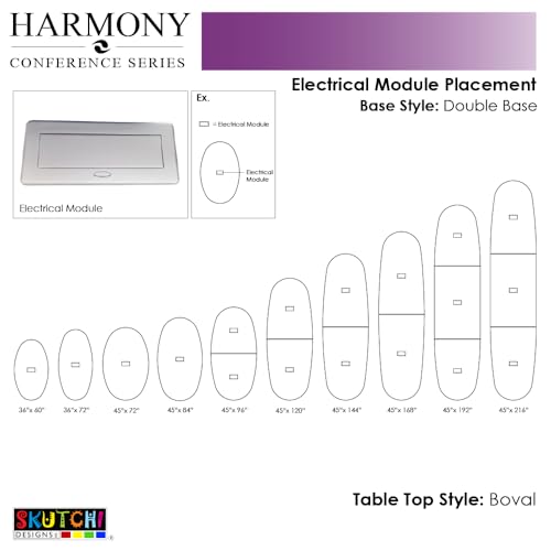 6 Person Boat Oval Shape Conference Table with Power & Data Module | Matte Black Square Metal Base | Harmony Series | Meeting Table for Offices, Training Rooms, and Homes | Black Cypress - 6 Ft SKUTCHI DESIGNS INC.