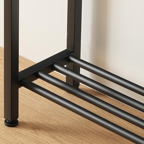 YATINEY Narrow Console Table, 2-Tier Small Sofa Table, 29.5" Thin Entryway Behind Couch Table with Shelves, Industrial Hallway Table, for Living Room, Foyer, Black CT03BB YATINEY