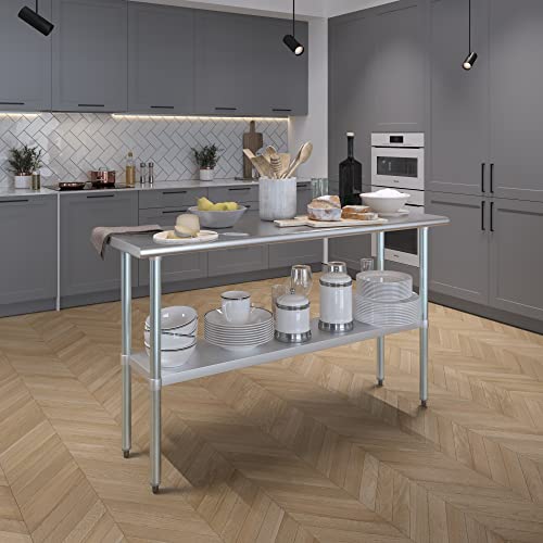 AmGood Stainless Steel Work Table with Undershelf | Food Prep NSF | Utility Work Station | (60" Length X 18" Width) AmGood
