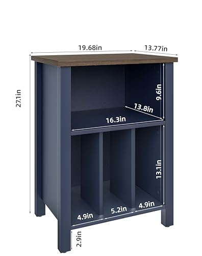 LIDYUK Record Player Stand, Vinyl Record Storage Table End Table with Display Shelf Holds up to 130 Albums, Large Nightstand Wood Turntable Stand Cabinet Side Table for Living Room, Bedroom, Blue LIDYUK