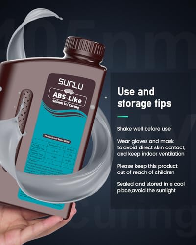 SUNLU 2000G ABS-Like 3D Printer Resin, 405nm UV Curing Photopolymer Rapid 3D Resin For 2K 4K 6K 8K LCD/DLP/SLA 3D Printers, Non-Brittle & High Precision & Low Shrinkage, 2KG, Black SUNLU