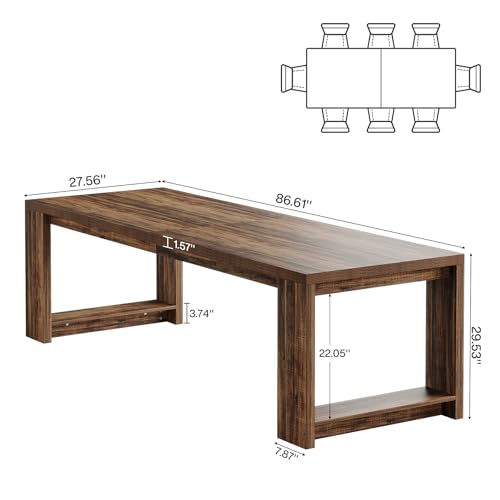 Tribesigns 7 ft Conference Table for 6 to 8 People, Modern Rectangle Meeting Room Desk for Boardroom, Home Office (Dark Brown) Tribesigns