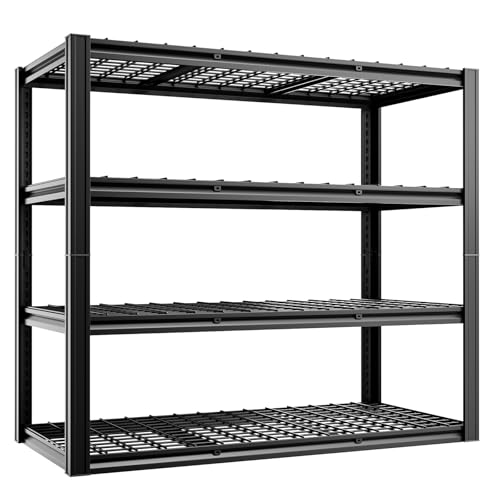 cynnda 4-Tier 60" W x 24" D x 60" H Garage Shelving Heavy Duty 2500LBS Garage Storage Rack Basement Warehouse Storage Shelves Units Adjustable Metal Shelf for Garages(Black) cynnda