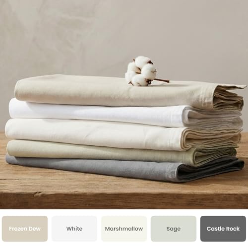 BIOWEAVES 100% Organic Washed Cotton Percale Weave Twin Duvet Cover Set | GOTS Certified Twin/Twin XL Duvet Cover & 1 Pillow Sham – 66x90 inches, Marshmallow BIOWEAVES