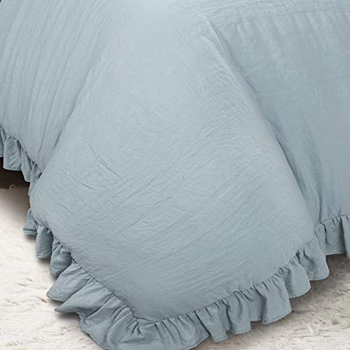 Lush Decor Reyna Ruffle Comforter Set, King, Lake Blue, 3 Piece Cozy Bedding Set Lush Decor