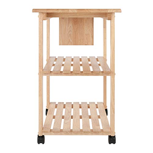 Winsome Wood Kitchen Cart With Cutting Board, Knife Block and Shelves, Beech Winsome