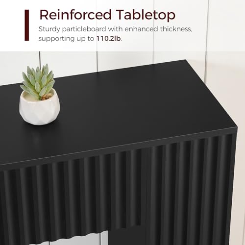 MAHANCRIS Modern Console Table, 47.2'' Black Entryway Table with Storage, Fluted Couch Table Behind Sofa, for Entrance, Foyer, Living Room, Bedroom, Dining Room, Black CTBK2501 MAHANCRIS