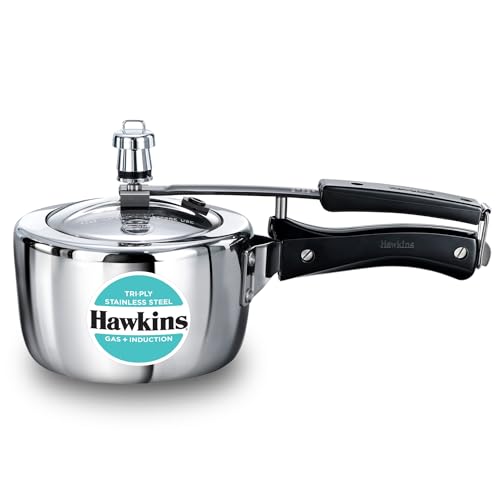 HAWKINS Triply Stainless Steel Pressure Cooker, Inner Lid Induction Cooker, (HSST15) 1.5 litres Silver HAWKINS