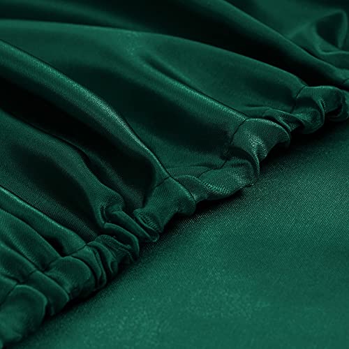Homiest 4pcs Satin Sheets Set Luxury Silky Satin Bedding Set with Deep Pocket, 1 Fitted Sheet + 1 Flat Sheet + 2 Pillowcases (Queen Size, Blackish Green) Homiest