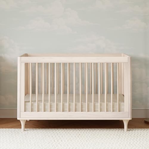 Babyletto Lolly 3-in-1 Convertible Crib with Toddler Bed Conversion Kit in Washed Natural, Greenguard Gold Certified babyletto