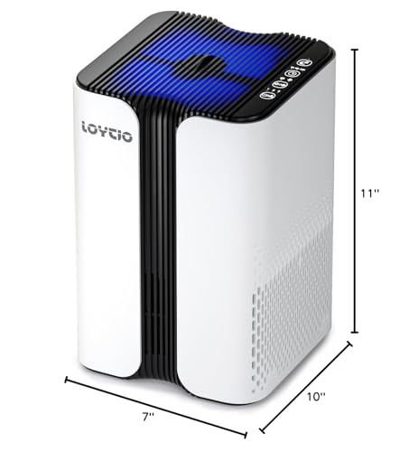LOYTIO Air Purifiers for Home, HEPA Air Purifier Covers Up to 400 sq.ft Room, 24db Sleep Model, Night Light,3 Timers, with Aromatherapy for Bedroom, Dorm Room, Apartment, Kitchen-KJ7 Loytio