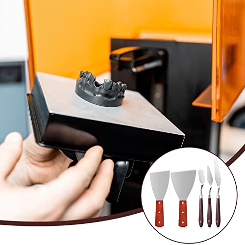 5 Pcs 3D Printer Scraper 3D Printer Accessories 3D Printer Removal Tool Kit Scraper Stainless Steel Enhanced Version Knife with Sturdy Wooden Handle for Easy Separation of Prints Minatee