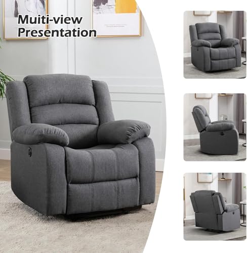 CANMOV Power Recliner Chair for Adults, Oversized Electric Recliner with Soft Cushion and Back, Upholstered Soft Fabric Reclining Chair for Living Room, Bedroom, Grey
