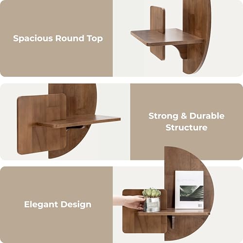 Behomes Soluna Solid Wood Floating Nightstand, Wall Mounted Nightstand, Floating Bedside Table for Bedroom and Living Room, Modern Rustic Wood Night Stand, Small Floating Shelf Accent, Walnut Behomes Furniture