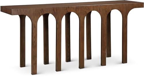 Meridian Furniture 99076Brown-T Westfield Collection Art Deco Console Table with Rich Brown Finish, Oak Veneer, Mixture of Solid Wood and MDF, 70" W x 18" D x 31" H, Brown Meridian Furniture